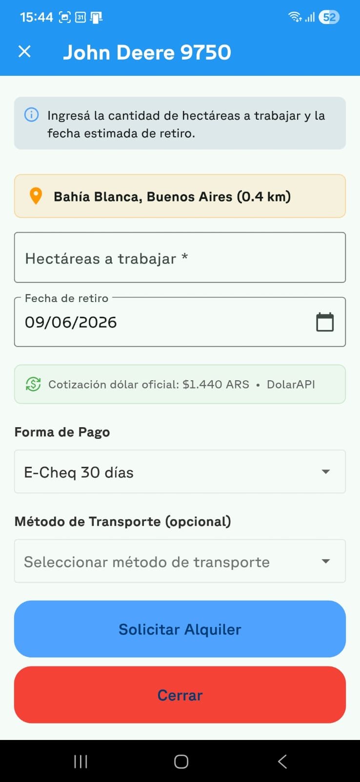 Formulario para solicitar el alquiler