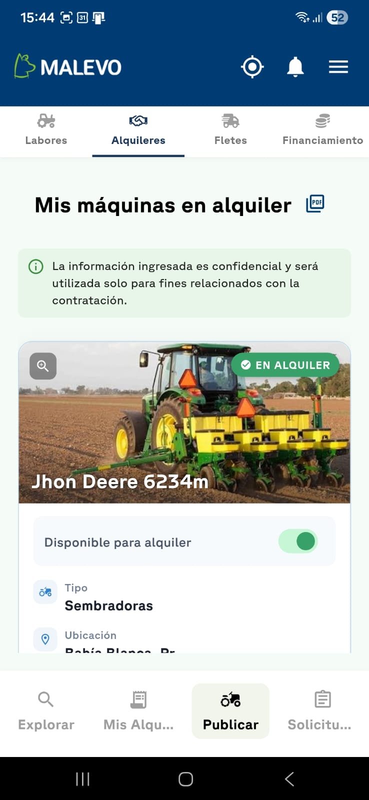 Publicación de máquina propia en alquiler